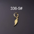 Single gold finish earring featuring a detailed wing pendant and hoop closure - Feather Style (5#)