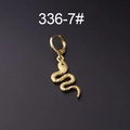 Gold-plated snake huggie earring with sparkling white crystals and green stone eye - Pave Snake Style (7#)