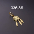 Golden dreamcatcher hoop earring with intricate feather pendants on black background - Dreamcatcher Style (8#)