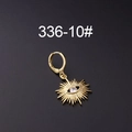 Golden evil eye sunburst earring with leverback clasp and crystal center piece - Sun Evil Eye Style (10#)