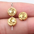 Perles d'espacement dorées avec gaufrage lune et étoile pour créer des bijoux - Perle à Petit Trou Étoile Lune (D10795) / Or antique