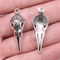 Gothic skull bird head pendant in antique silver alloy for DIY jewelry making - Antique Silver