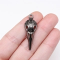 Gothic skull bird head pendant in dark gunmetal finish for DIY jewelry making - Gunmetal
