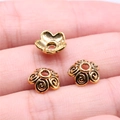 Calottes à fleurs dorées gravées pour la création de bijoux artisanaux DIY - Or antique