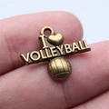 Antique bronze I Love Volleyball sports pendant charm for DIY jewelry making - Antique Bronze