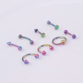 Set of rainbow anodized stainless steel body piercing jewelry in various shapes and sizes - 8 Pieces/Set / Rainbow
