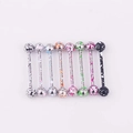 Eight-piece set of colorful splatter painted stainless steel tongue rings and barbells - 1 PC (Random Color) / Multicolor Lacquer