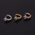 Detailed view of snake-style hinged hoop earrings in silver gold and rose gold with zircon - Marquise Leaf Style (HS252)