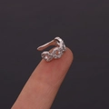 Silberner U-förmiger Ohrclip mit hohlen Kettengliedern und funkelnden Zirkonia-Steinen - Hohle Gliederkette mit Zirkonia (Stil 17)