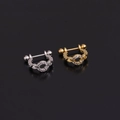 U-shaped stainless steel cartilage earrings with sparkling cubic zirconia inlay in gold and silver - Hollow Round Pave Zirconia Style (Style 2) / Silver