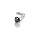 L-shaped stainless steel nose stud with a black heart-shaped zircon in a 4-prong setting - Heart L-Shape / Black