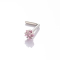 L-shaped stainless steel nose stud featuring a pink flower zircon with five petals - Pink