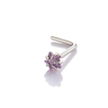 L-shaped stainless steel nose stud with 3mm purple star-shaped zircon stone - Purple