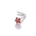 Silver L-shaped nose stud with a red star-shaped zircon stone on a white background - Red