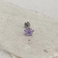 Orecchino a stella con zircone viola chiaro e chiusura a vite in acciaio al titanio argento - Zircone da 5mm (Singolo) / Viola Chiaro