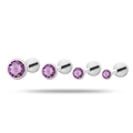 Titan Lippenstecker Set mit lila runden Zirkonia Steinen in vier verschiedenen Größen - 2.5mm Zirkon (Einzelstück) / Lila