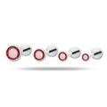 Set de studs labret en titane F136 avec quatre tailles de zircons rouges sertis - Rouge