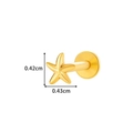 Titanium gouden zeester kraakbeen piercing met interne schroefdraad, 0,42 cm - Zeester Stijl (T2524-2#) / Goud