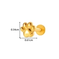 Polished gold titanium paw print stud earring, 0.54cm by 0.61cm minimalist design - Cat Paw Style (T2524-7#) / Gold