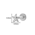 Polished silver titanium starfish flat back labret earring with 0.43cm star charm - Starfish Style (T2524-2#) / Silver