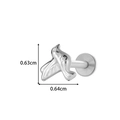 Titanium flat back labret stud with a silver geometric bird design and polished finish - Bird Style (T2524-4#) / Silver
