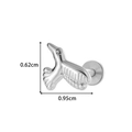 Titanium hummingbird flat back stud earring with silver finish, 0.62cm by 0.95cm size - Hummingbird Style (T2524-5#) / Silver