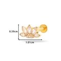 Klassieke titanium lotus oorknop met witte zirkonia steentjes en afmetingen - Lotusblad Waaier Stijl (545-4#Gold)