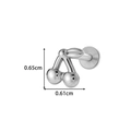 Silver cherry-shaped titanium piercing stud with 0.65cm by 0.61cm dimensions - Cherry Style (T2524-8#) / Silver