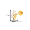 Stud de labret en titane doré avec motif feuille et pierres en zircone cubique - Style de Feuille Raffinée avec Zircone (545-3#Gold)