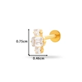 Titanium labret stud in golden finish with three stacked rectangular clear zircons - Vertical Triple Gem Style (545-7#Gold)