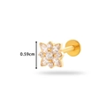 0.59cm gold titanium flower labret stud with crystal petals and flat back design - Central Round Radiant Style (545-8#Gold)