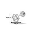 F136 Titanium labret stud with silver flower star shape and cubic zirconia stone - Five-Petal Hollow Flower Style (545-1#Silver)