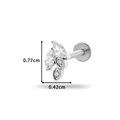 Silver F136 titanium labret stud with marquise and round zircon cluster head - Exquisite Leaf Zirconia Style (545-3#Silver)