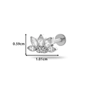 F136 titanium lotus stud earring featuring five marquise and three round crystal stones - Lotus Petal Fan Style (545-4#Silver)