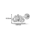 Titanium push-pin stud featuring marquise-cut zircons in a crown shape, 0.87cm wide - Bright Crown Style (545-5#Silver)