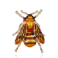 Detail view of beetle brooch with gold-tone frame and orange enamel wings - KC Gold Champagne