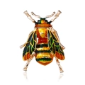 Exquisite gold-plated honey bee insect brooch with colorful enamel wings and body detail - KC Gold Green