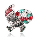 Vintage silver Santa Claus brooch with red and green rhinestones on white background - Antique Silver Colorful
