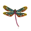 Exquisite vintage dragonfly brooch with colorful rhinestones on a gold-plated frame - KC Gold Orange