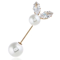 Classic gold bunny pin brooch with lustrous white pearls and marquise zircon stones - KC Gold White