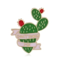 Creative enamel cactus brooch pin with Don't Touch Me text and gold metal edges - Slogan Ribbon Cactus