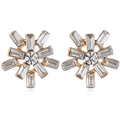 Elegante goldene Kristall-Ohrstecker mit Schneeflocken-Design und Baguette-Schliff-Steinen - Schneeflocken-Sternschnuppen-Stil (EH5843)