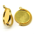 Polished gold double-sided rotating round pendant bases for DIY jewelry making - Gold