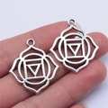 Set of two 30mm vintage silver chakra root symbol metal pendants for DIY jewelry making - 31x28mm Style