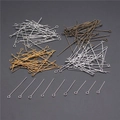 DIY eye pins for jewelry making in silver, gold, bronze, and white K finishes - 18mm / White K/Silver
