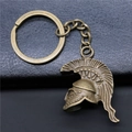 Portachiavi vintage 3D con elmo da guerriero romano in bronzo antico e dettagli a rilievo - Bronzo Antico