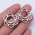 Antique silver 30mm chakra lotus pendant charms with crescent moon for DIY jewelry - 30x24mm Style