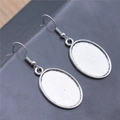 Silver oval 13x18mm DIY earring base with matte textured finish for jewelry making - 18x25mm / Antique Silver