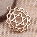 Golden 30mm chakra mandala flower pendant with hollow star design for DIY jewelry - KC Gold