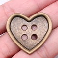 Vintage bronze heart-shaped 4-hole sewing button with retro brushed metal texture - Antique Bronze
